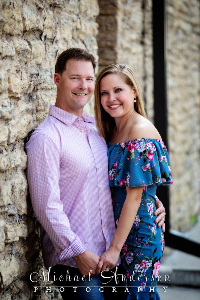 Wes and Lindsey Take Two. Summertime engagement portraits created at St. Anthony Main in Minneapolis, MN.