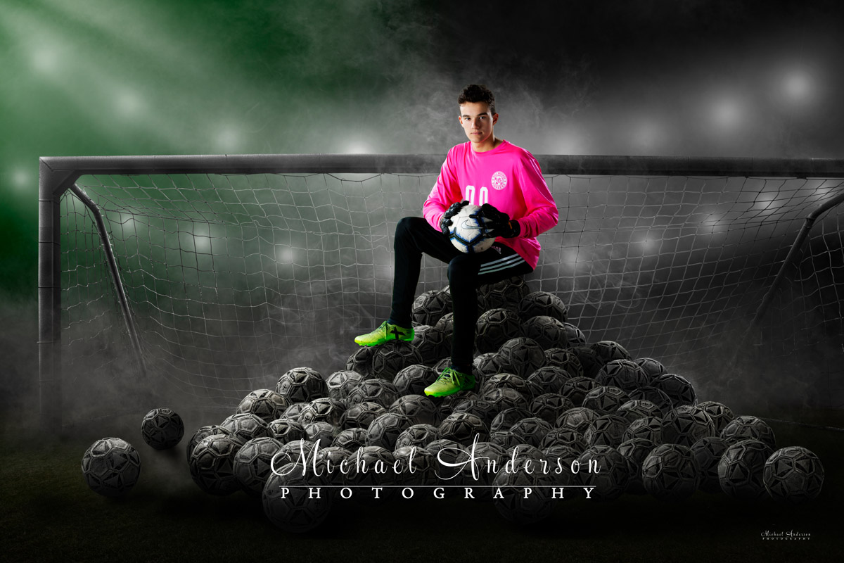 One of Fisher's Hill Murray High School senior portraits done as a soccer green screen composite.