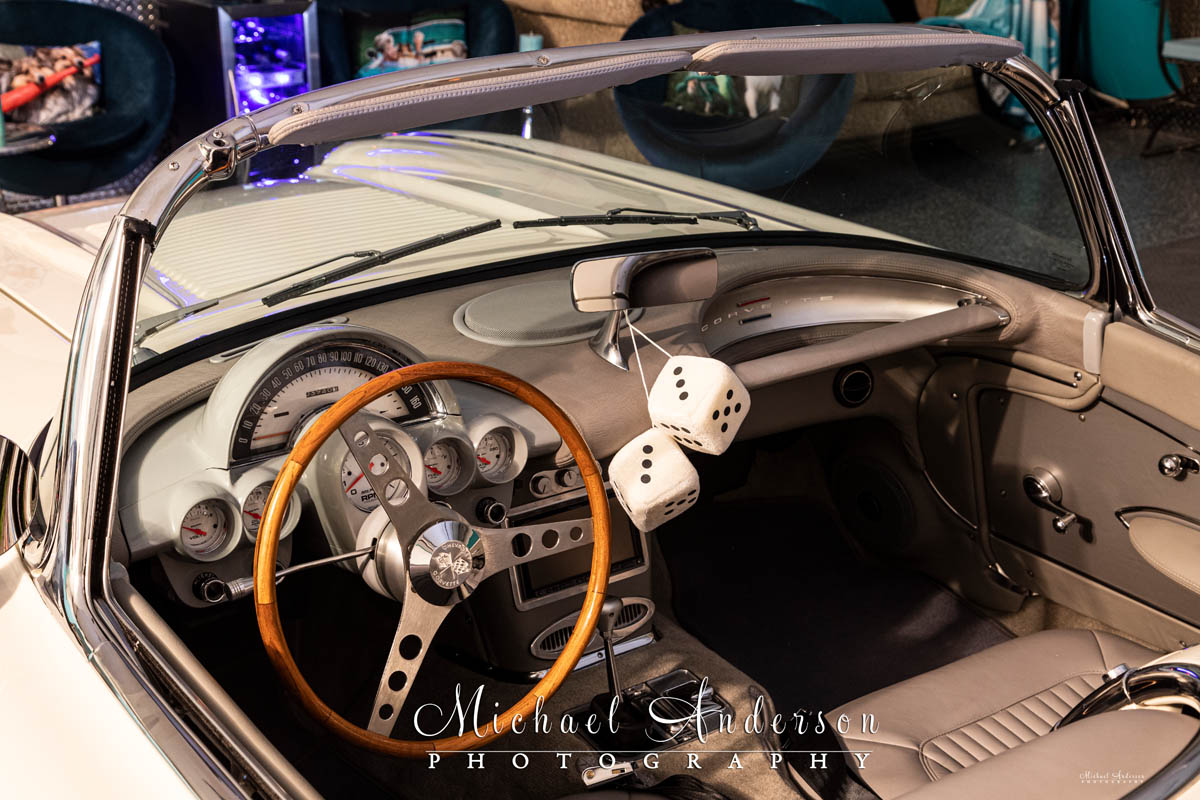 A simple photo of a 1958 C1 Corvette's interior.