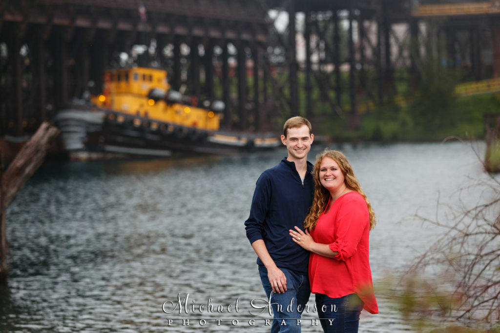 North Shore engagement portraits at the iron ore docks in Two Harbors, MN.