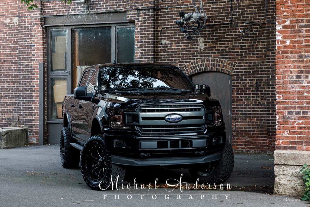 Photo of a Ford F-150 pickup truck prior to light painting it.