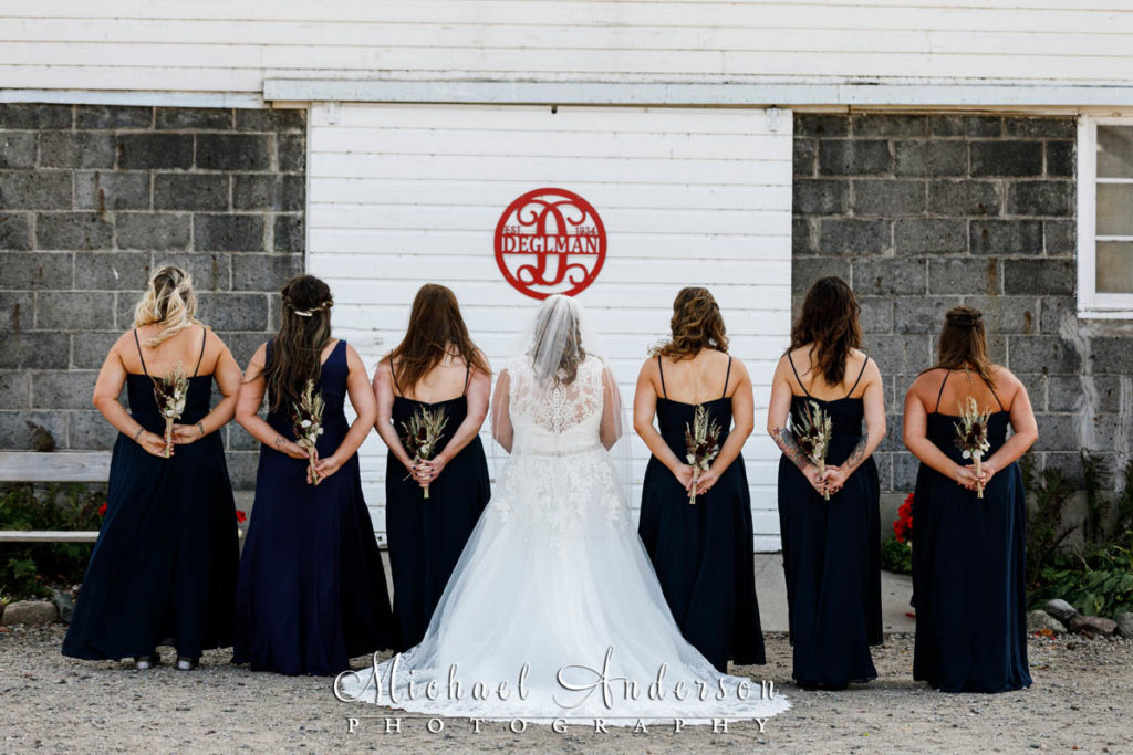 The Historic Deglman Farm wedding photograph of the bride and her bridesmaids.