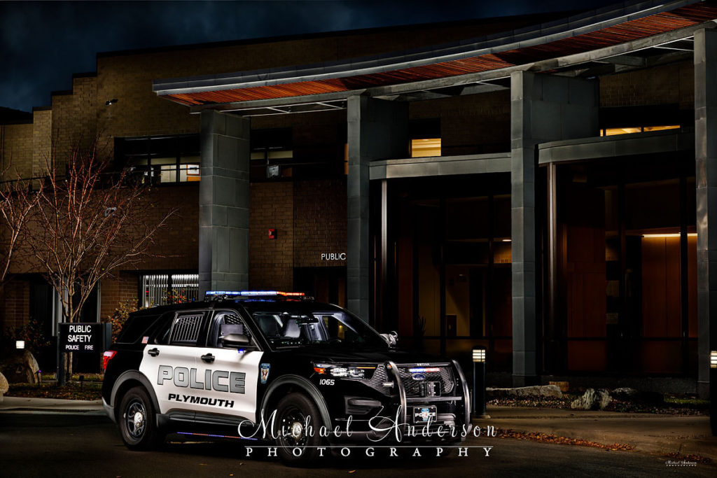 Light-painting-of-a-2020-Ford-Police-Interceptor-at-Plymouth-MN-City-Hall