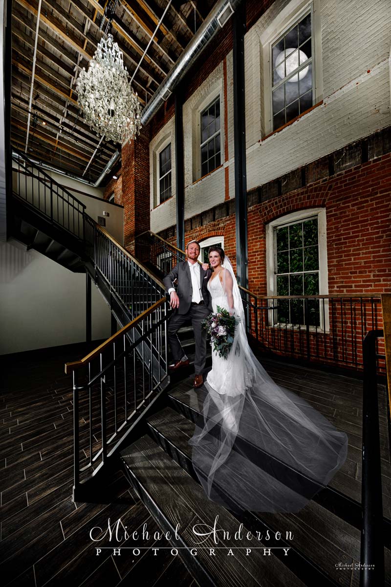 A stunning, one-of-a-kind light painted wedding photograph created at JX Event Venue in Stillwater, MN