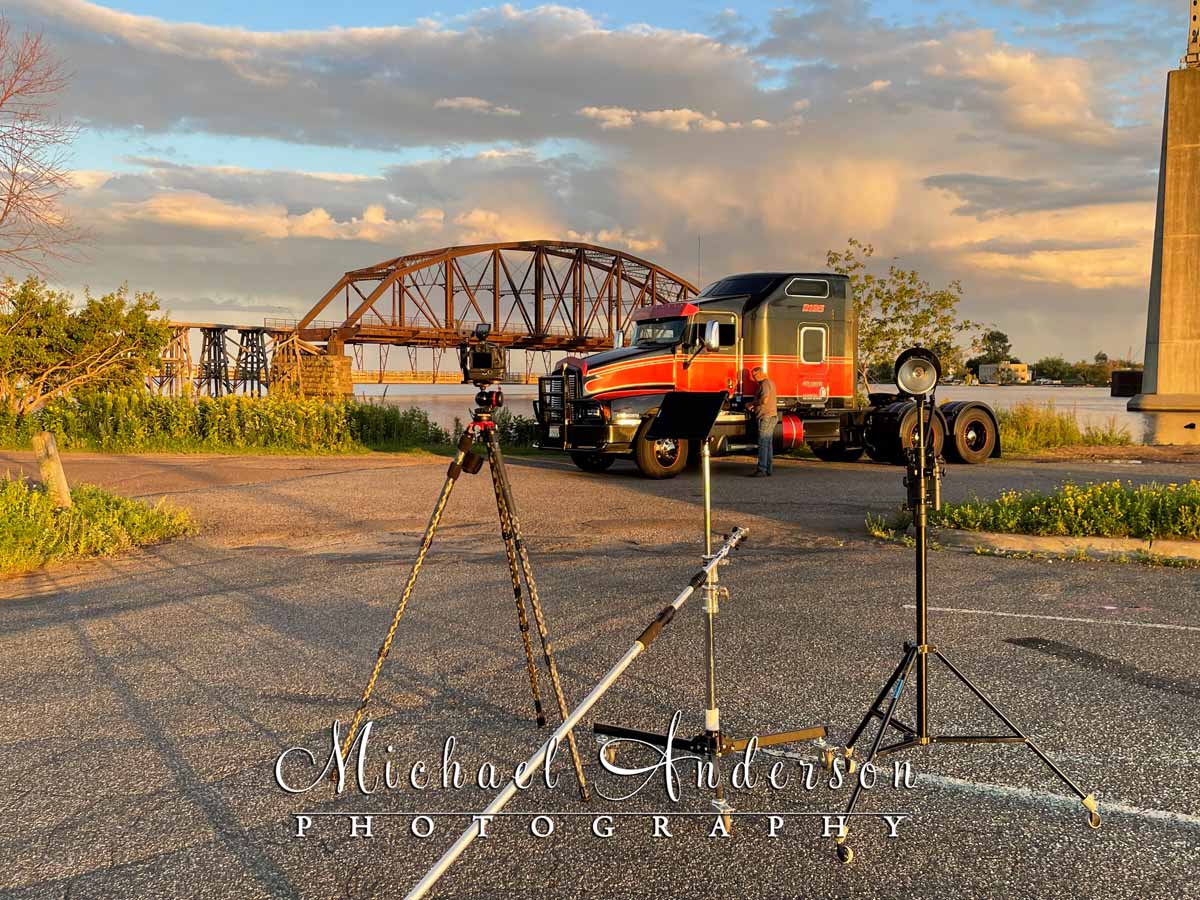 A Kenworth T600, and some of the camera gear used to light paint it.