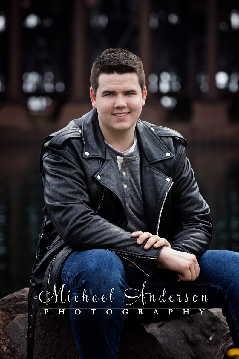 A nice senior photo by the ore docks in Two Harbors, MN.