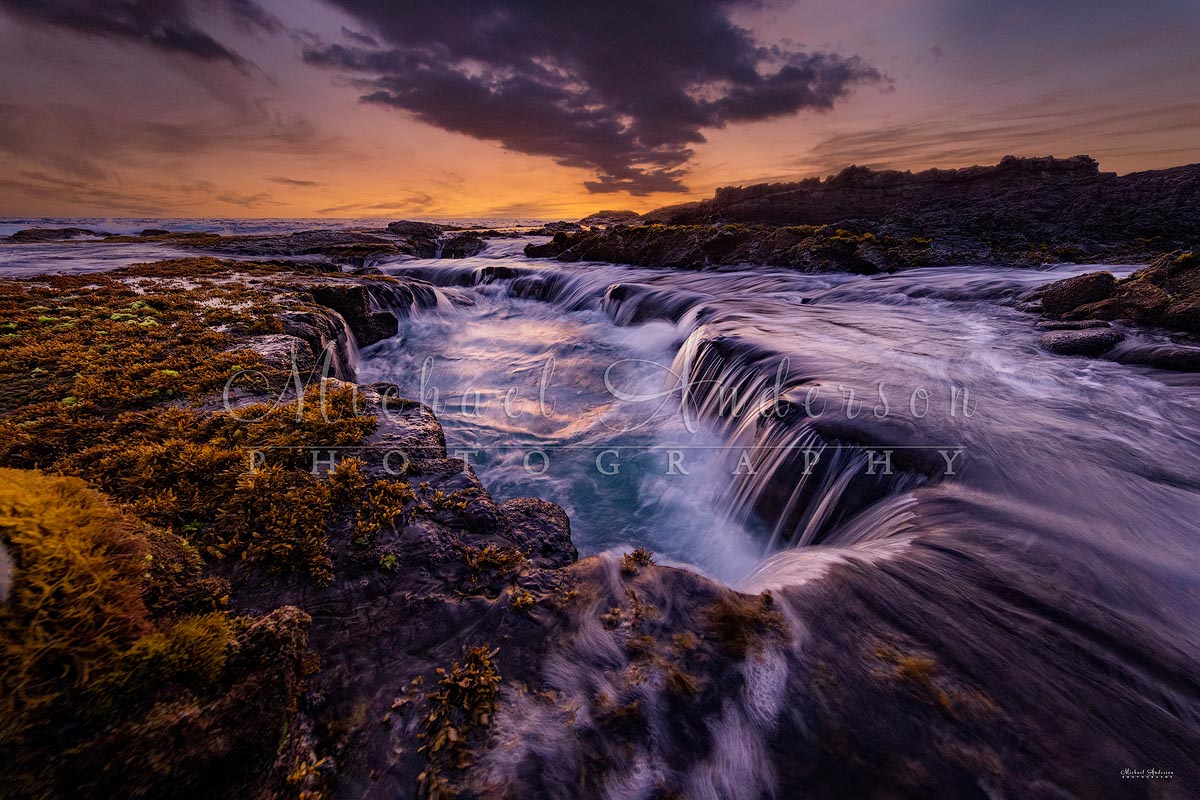 A really stunning sunset at Pele's Well on the Big Island of Hawaii.