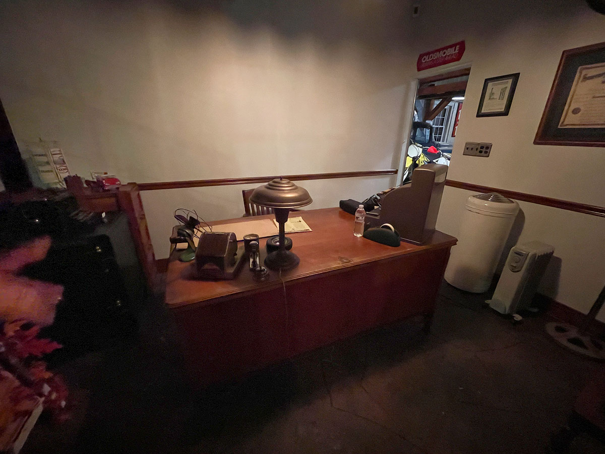 Photo of the fully restored office at Cahoon's Garage in Dallas, Wisconsin.