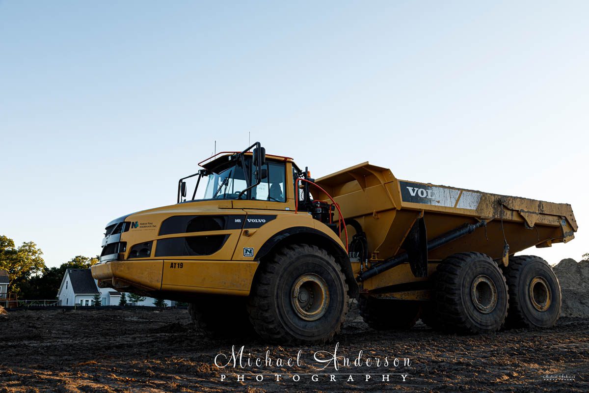 Photo of a Volvo A40G Articulated Hauler taken just prior to light painting it.