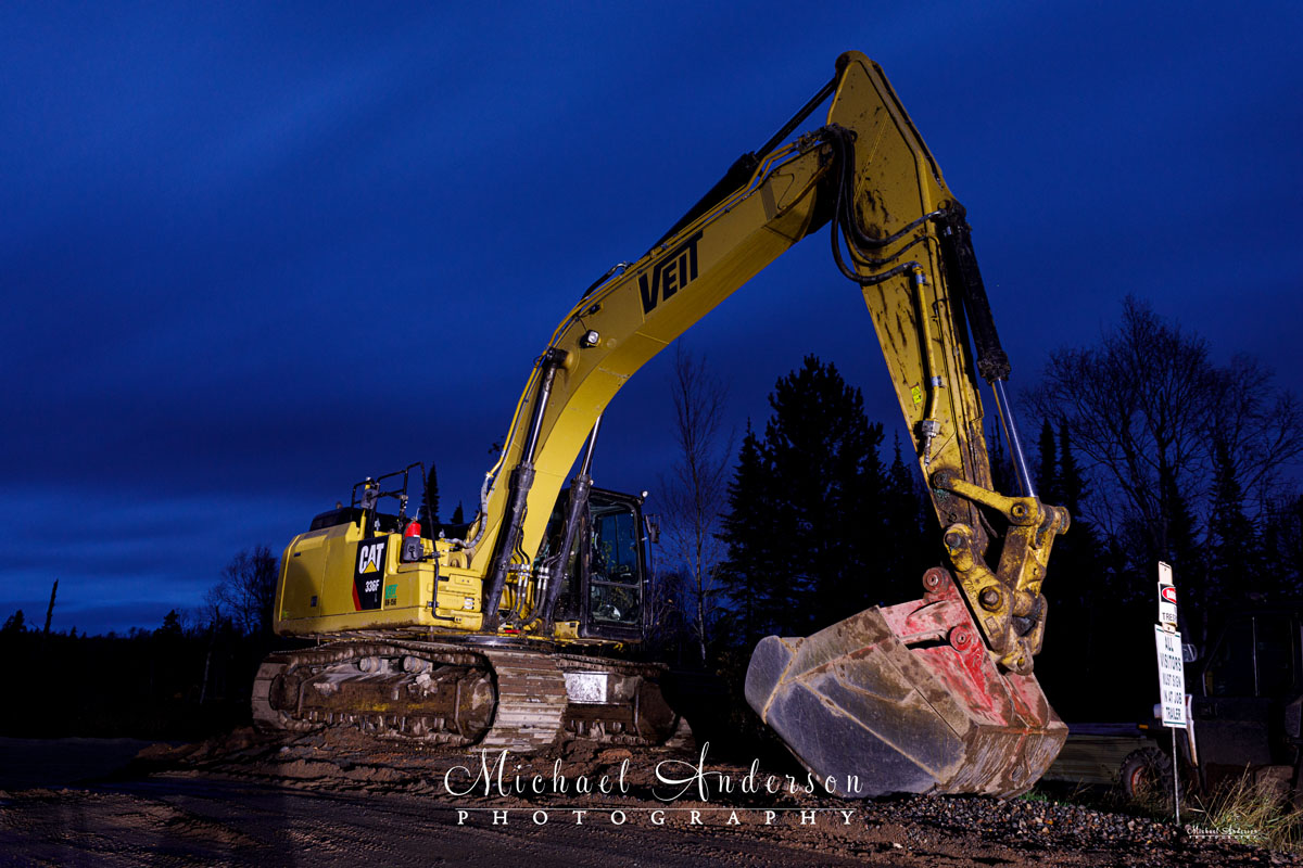 Photo of a Caterpillar 336F Excavator prior to light painting it.