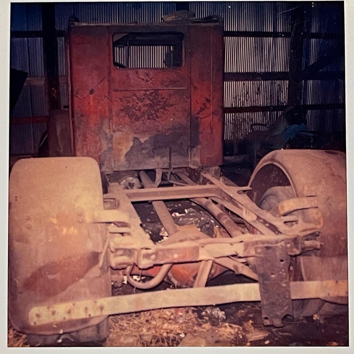 The rear end of an 1927 International Wrecker before restoration.