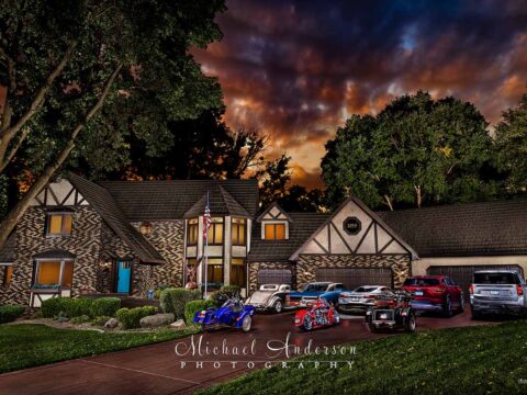 A huge eight-vehicle light painting project that includes the client's beautiful home as well as 3 motorcycles and 5 other vehicles.