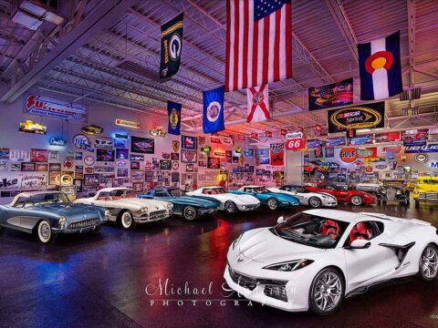 An amazing 14-vehicles light painted photograph.