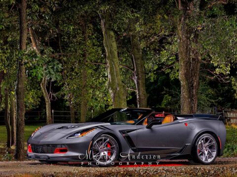 A stunning light painted photograph of a 2015 Corvette Z06 Convertible. It was light painted near Tulsa, Oklahoma.