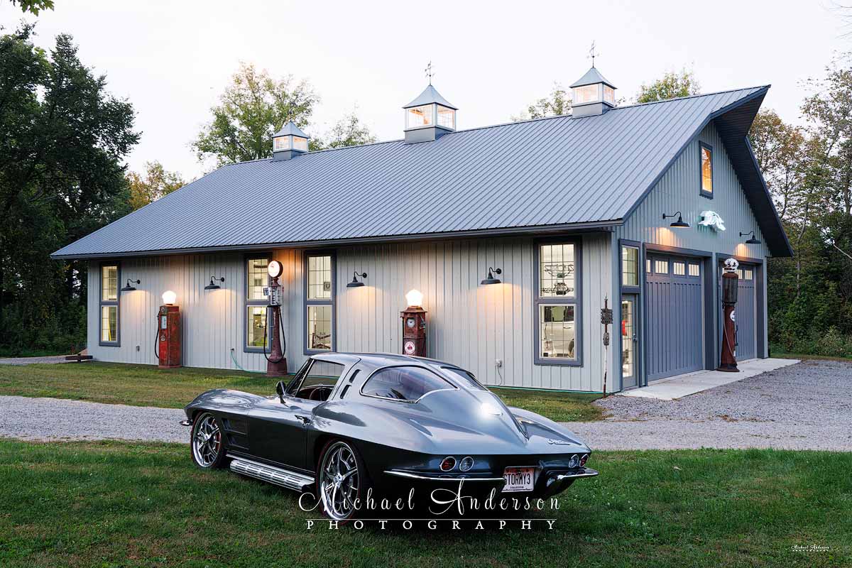 The "before" photo of a 1963 C2 Corvette prior to light painting it and the entire scene.