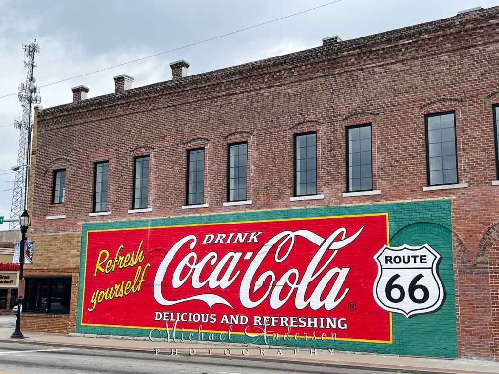 Travel photo of a large Coca-Cola mural in Galena, Kansas.