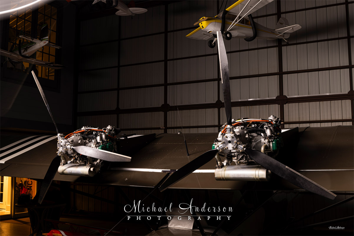 Set up photo for the painting of the Twin Rotax 912S Engines on an AirCam 912S.