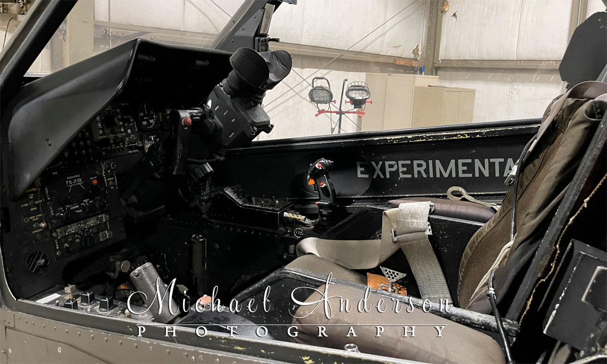Cockpit of AH-1F Cobra N826HF. Photo was taken in the hangar at Army Aviation Heritage Foundation & Flying Museum in Hampton, GA.