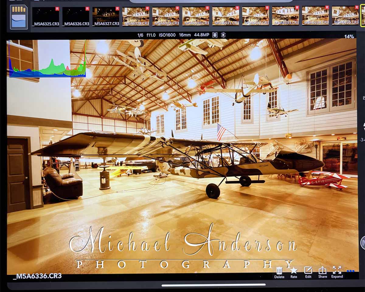 Behind-the-scenes-light-painting-photo-AirCam 912S N74TV on the screen of an iPadPro.