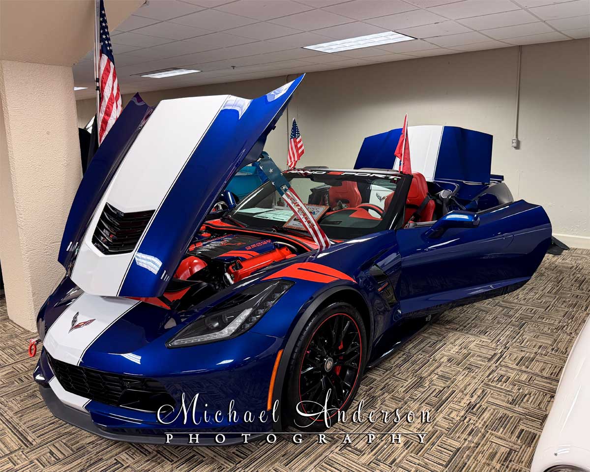 Patriotic Red, White, and Blue 2017 C7 Corvette Grand Sport.