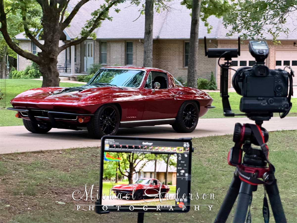 Behind-the-scenes look at the camera setup to light-paint a 1967 C2 Resto-Mod Coupe.