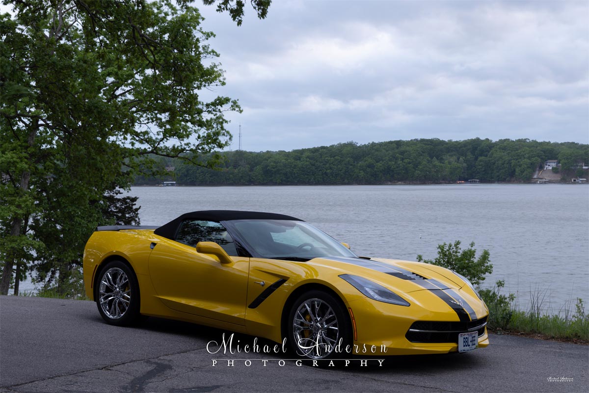 Photo of a 2014 Corvette Stingray Convertible taken just prior to light painting it at Lake of the Ozarks in Osage Beach, MO.