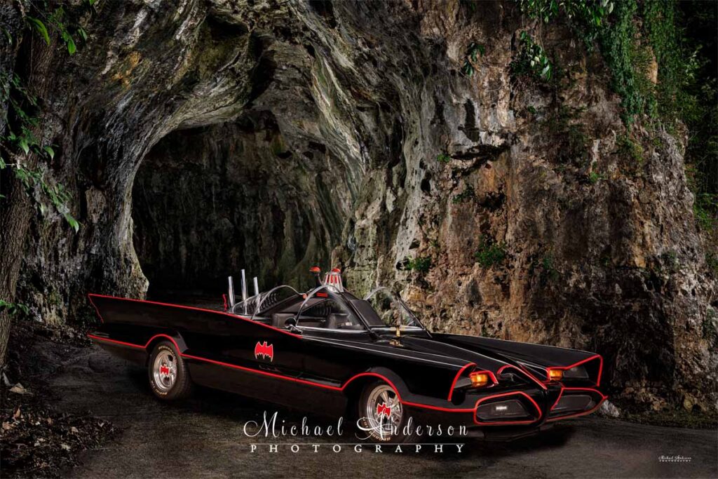 A-really-cool-light-painted-photograph-of-the-Batmobile-in-front-of-the-Batcave