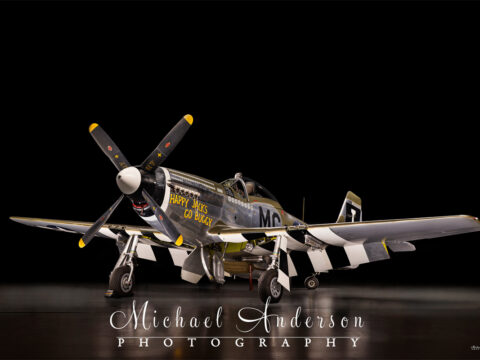 A stunning light painted photograph of the P-51D Mustang, "Happy Jack's Go Buggy"!