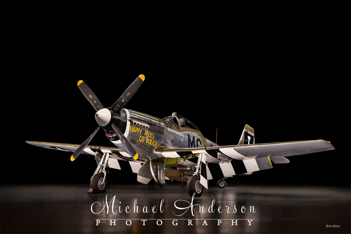 A stunning light painted photograph of the P-51D Mustang, "Happy Jack's Go Buggy"!