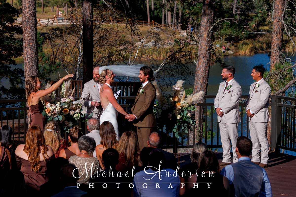 Wedding ceremony at Sylvan Lake Lodge in Custer State Park.
