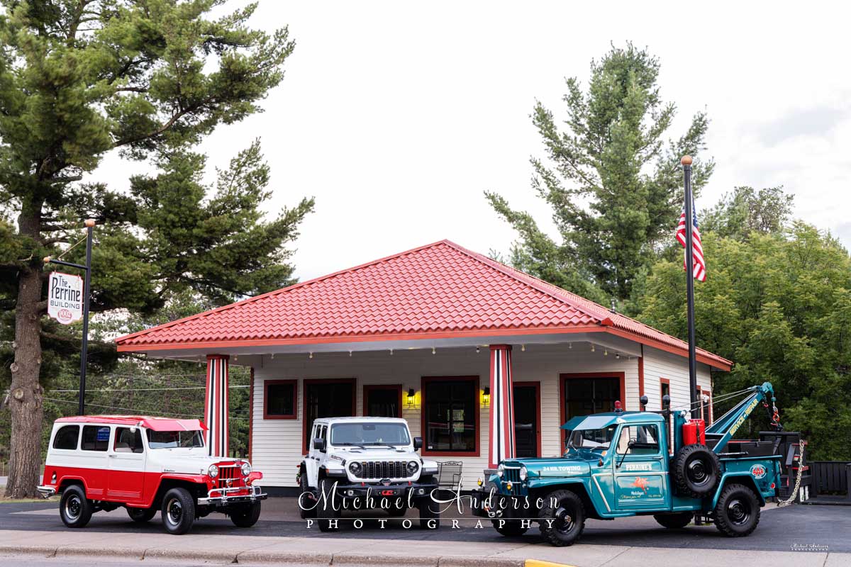 The base image for the light painting of 3 Jeeps in front of the historic Sturgeon Lake Mobile gas station (now a real estate office) in Sturgeon Lake, MN.