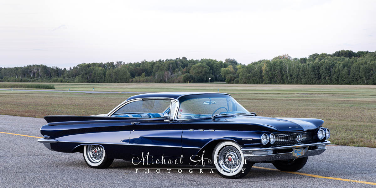 The light-painting setup photo of a 1960 Buick Invicta Custom.