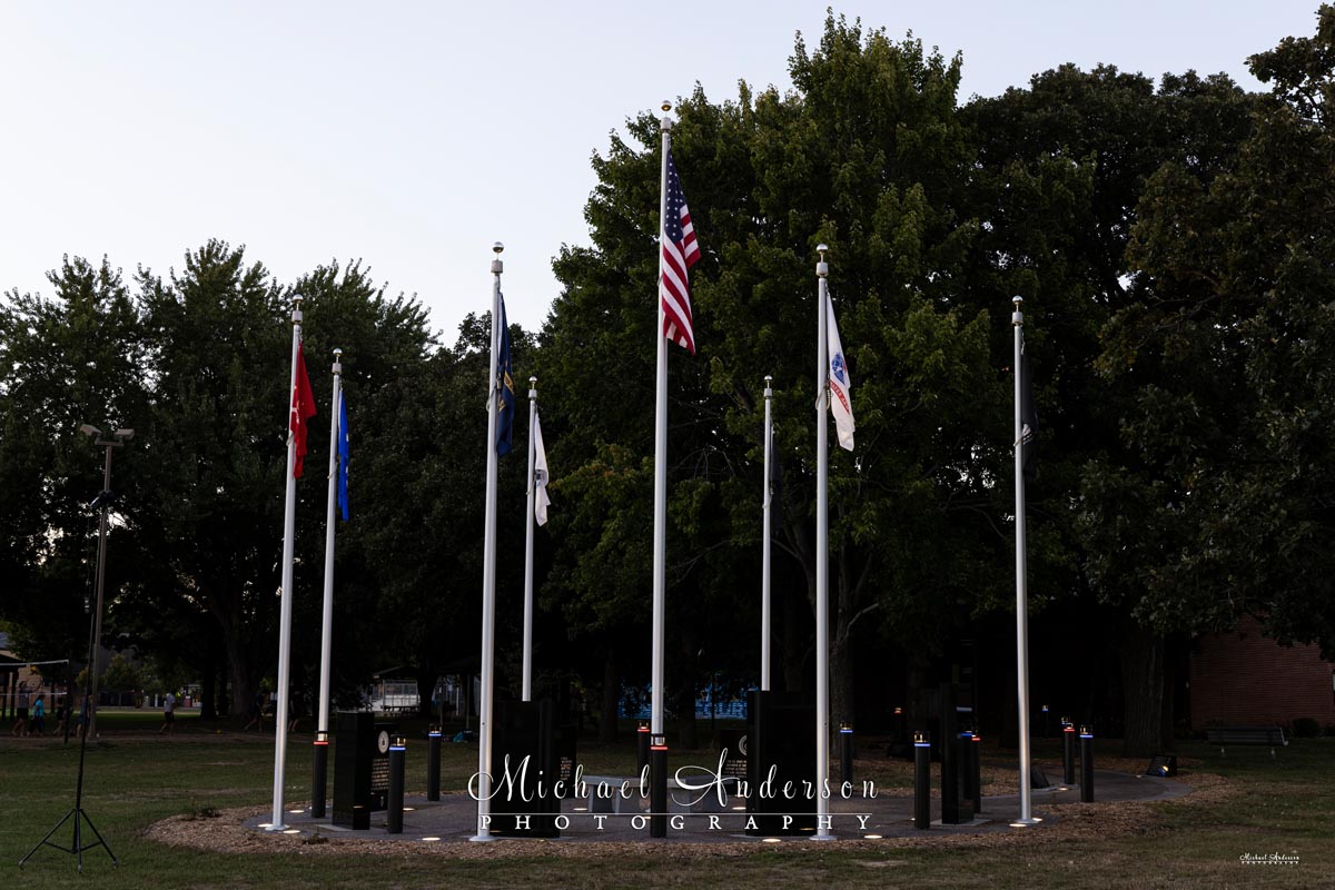 The setup photo to light-paint Mounds View Tribute Park.