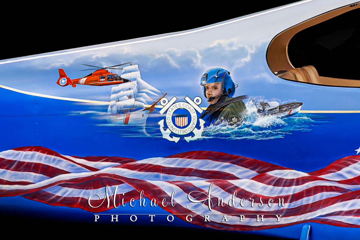 A hand-painted tribute to the United States Coast Guard on the Starboard side of Van’s Aircraft RV-10 Liberty N104AZ.