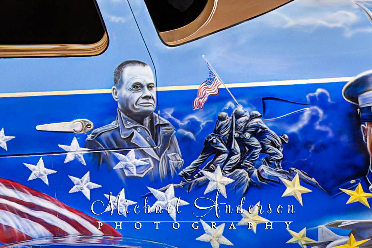 A hand-painted tribute to LT. GEN. Chesty Puller and to the Raising of the American Flag at Iwo Jima on the Starboard side of Van’s Aircraft RV-10 Liberty N104AZ.